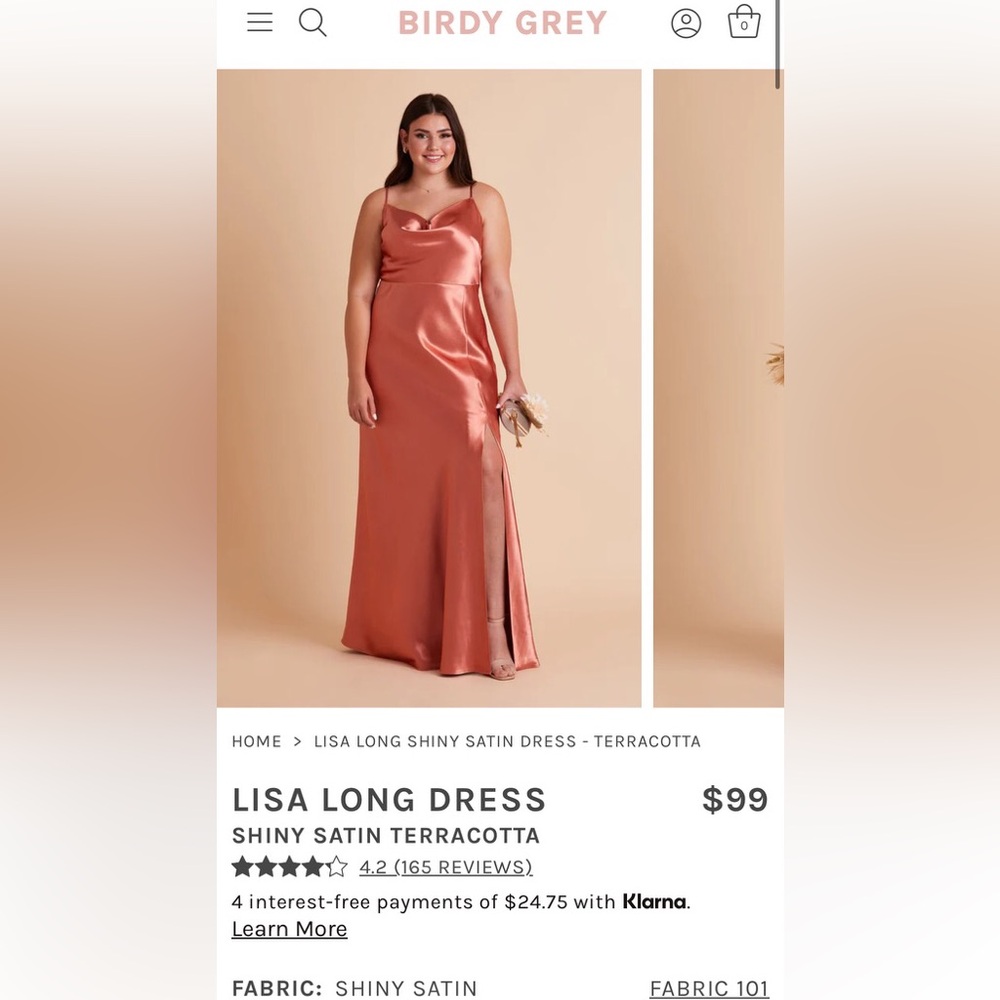 Birdy Grey Lisa Long Dress in Terra Cotta - 3X (Shiny Satin)